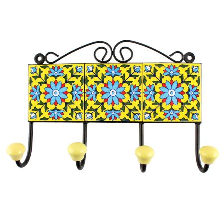 Turquoise Sunflower Ceramic Tile Hook Online